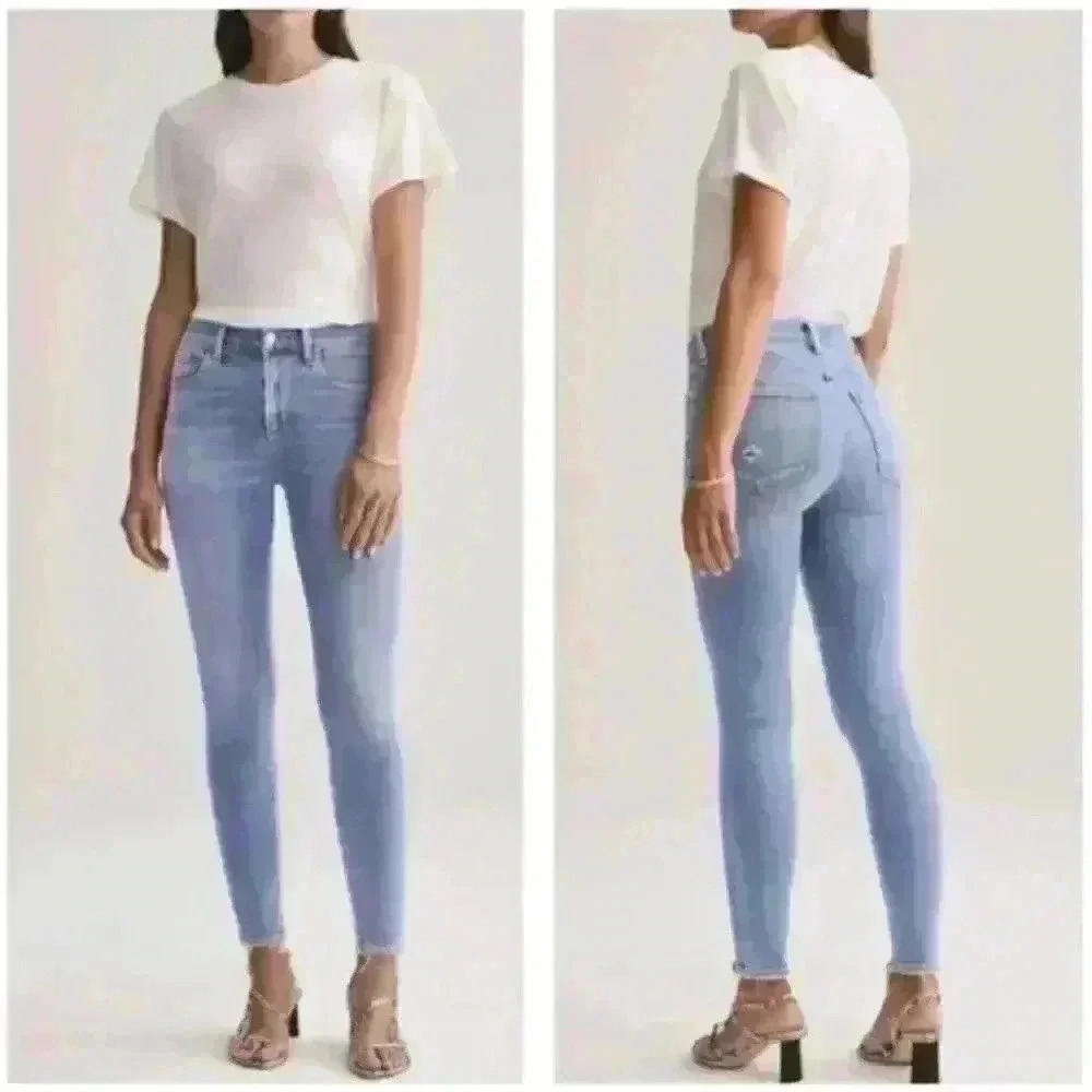 𝅺AGOLDE Sophie Mid Rise Ankle Saltwater Raw Hem Skinny Jeans size 29
